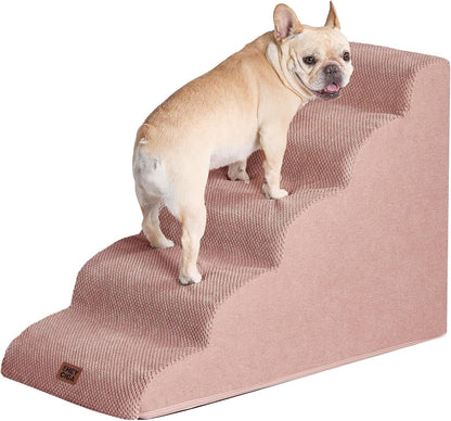 EHEYCIGA Curved Dog Stairs Ramp for 5-Step High Beds, 22.6" H Dog Steps | 33D Density of Pure Foam, for Small Dogs and Cats, Pet Stairs for High Bed Climbing, Non-Slip Balanced Pet Step Indoor, Grey41