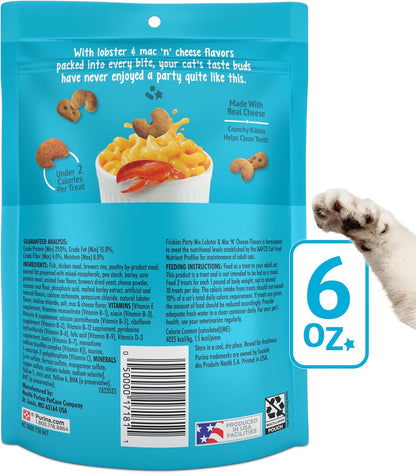Purina Friskies Cat Treats, Party Mix Lobster & Mac 'N' Cheese Flavors - (Pack of 6) 6 Oz. Pouches8