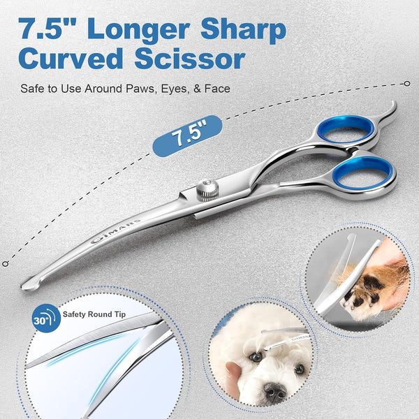 Gimars Titanium Coated Professional 6 in 1 4CR Stainless Steel Dog Grooming Scissors with Safety round Tip, Heavy Duty Pet Grooming Scissor for Dogs, Cats and Other Animals2