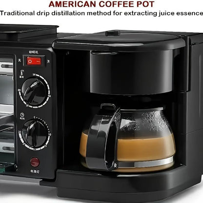 3-In-1 Breakfast Station with Coffee Maker, Automatic Timed 2.38 Gallon Antirust Bread Oven, Frying Pan, Multifunctional Sandwich Maker, Healthy Snacks or Desserts, Breakfast Station5