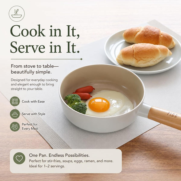 FIKA Small 7-Inch Deep Ceramic Coated Wok Pan, Nonstick Stir Fry & Soup Pan with Natural Wooden Handle, Induction Compatible for All Stovetops, Made in Korea (18Cm)5