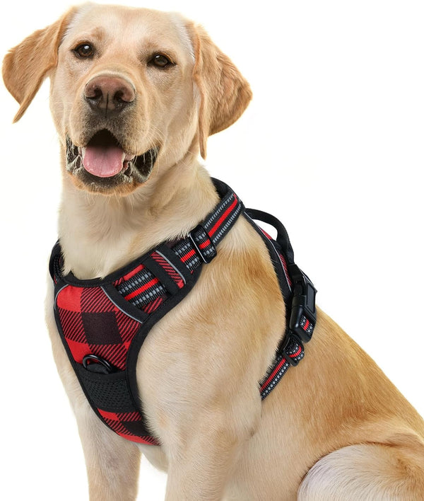 Rabbitgoo Dog Harness, No Pull for Large Dogs with 2 Leash Clips, Pet Vest | No Choke with Handle, Adjustable Soft Padded, Reflective, Easy Control for Walking, Black, Large62