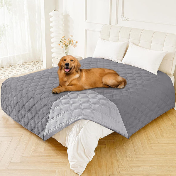 Smiry Waterproof Dog Bed Cover, Reversible Pet Blanket for Sofa Couch | Soft Washable Dog Blanket, Leakproof Couch Cover for Dogs Cats & Furniture Protection, 52X82, Grey/Dark Grey61
