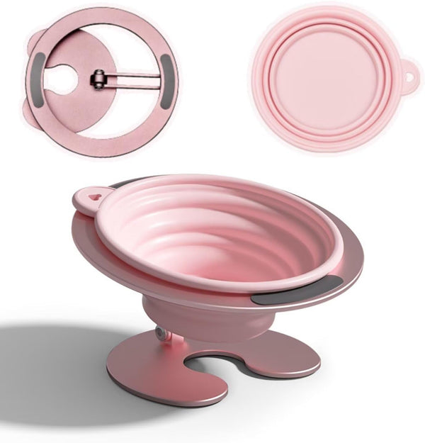 Collapsible Elevated Cat Dog Food Bowl, Portable Raised Pet Food Water Dish, Adjustable Tilted Food Feeder for Indoor Outdoor Cats Dogs, Whisker Friendly Cat Feeding Watering Dish for Travelling8