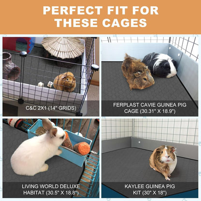 2 Pack Guinea Pig Cage Liners, Washable Guinea Pig Pee Pads Waterproof Reusable & anti Slip Guinea Pig Bedding Fast and Super Absorbent Pee Pad Tarp Bottom for Small Animals (Dark Grey 24" X 47")6