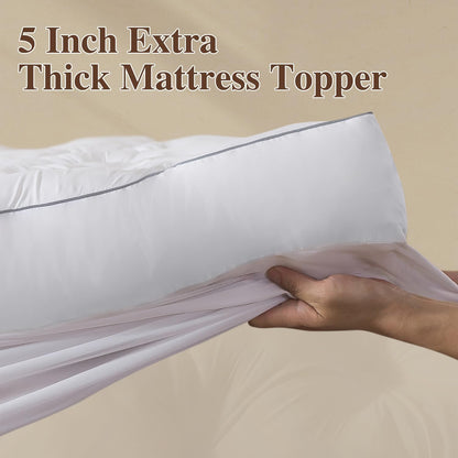 5 Inch Memory Foam Mattress Topper (Queen, 60X80),Deep Pocket | 2000GSM Fluffy Shredded Memory Foam Filled, Extra Soft Pillow Top for Back Pain Relief, Thick & Supportive Bed Topper2