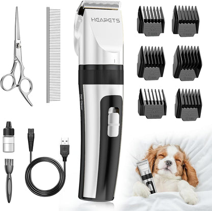 HEAPETS Dog Grooming Clippers, Low Noise, Electric Quiet, Adjustable Clipper Comb, Rechargeable Cordless Dog Hair Clippers for Dogs Cats Pets, Gold11