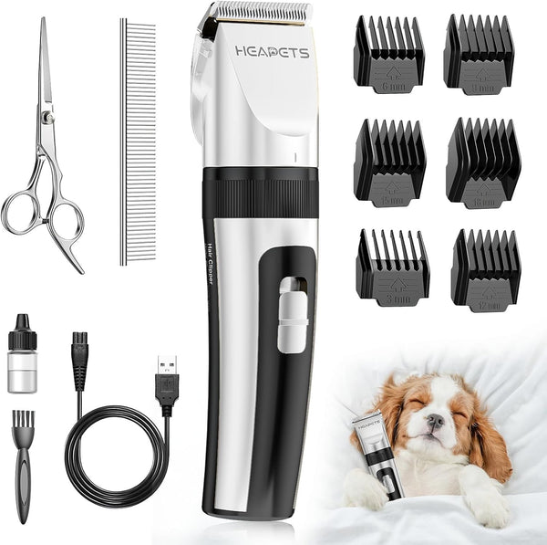HEAPETS Dog Grooming Clippers, Low Noise, Electric Quiet, Adjustable Clipper Comb, Rechargeable Cordless Dog Hair Clippers for Dogs Cats Pets, Gold11
