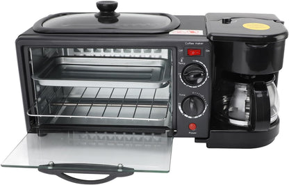 3-In-1 Breakfast Station with Coffee Maker, 4-Slice Toaster Oven, Non-Stick Griddle, 110V5