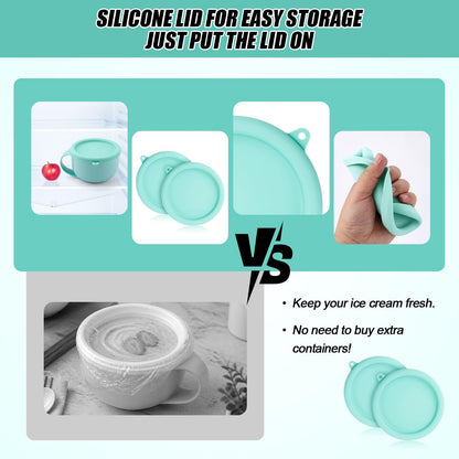 2Pcs Silicone Lids for Dash My Mug, 5.9In Bpa-Free Silicone Bowl Covers | Storage Cookware Lids Replacement for Dash Ice Cream Maker Mug (Light Green)4