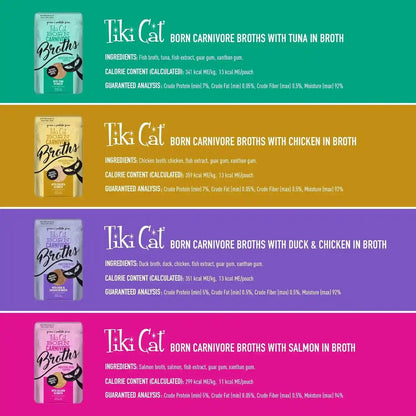 Tiki Cat Born Carnivore Broths Wet Cat Food Toppers, Variety Pack, 1.3 Oz. Pouch (12 Count)4