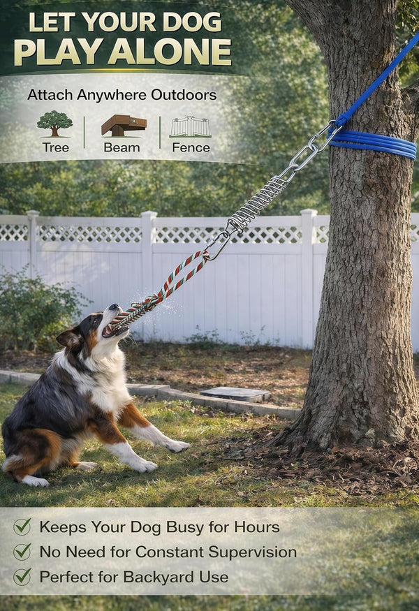 HOPET Dog Outdoor Bungee Hanging Toy, Tether Tug of War Toys for Medium to Large Dog to Exercise, Durable Interactive Tug Toy, Dog Rope Toys4