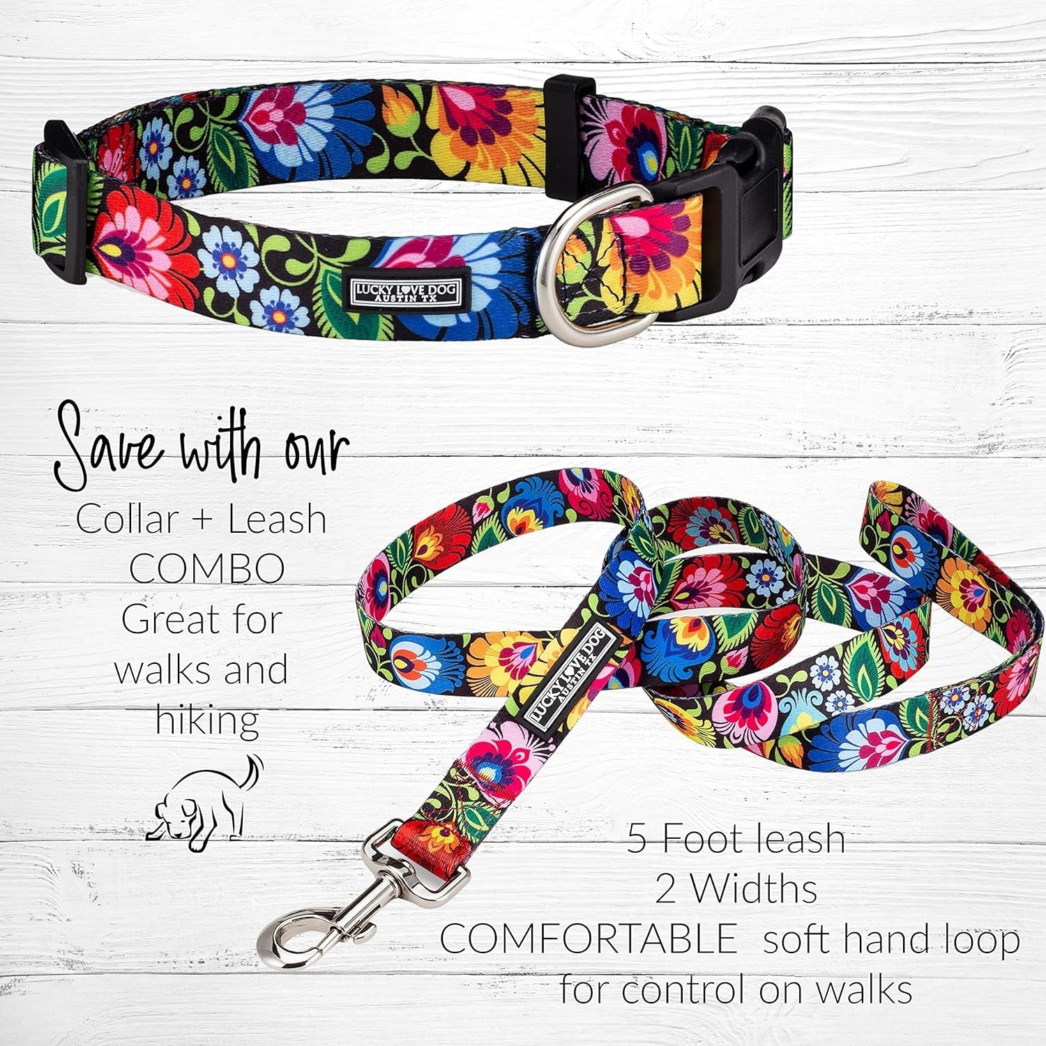 lucky-love-dog-leash-beautiful-vivid-patterns-durable-long-lasting-blackbird-large