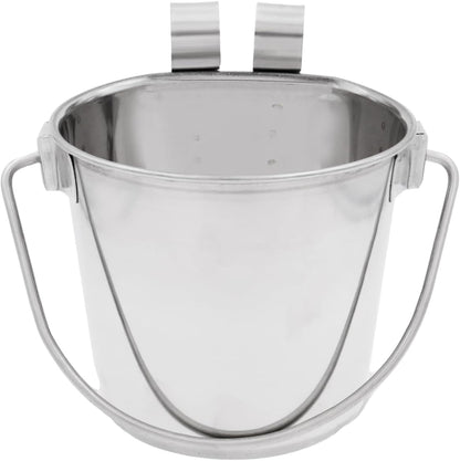 Fuzzy Puppy Flat Sided Pail with Dual Hooks, Snugly Fit on Dog, Cat and Critter Crates & Cages, Heavy Duty Stainless Steel | 1 Quart, 12-Pack (PN: FSP-1-12PK)2