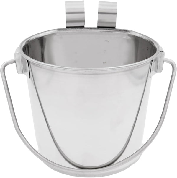 Fuzzy Puppy Flat Sided Pail with Dual Hooks, Snugly Fit on Dog, Cat and Critter Crates & Cages, Heavy Duty Stainless Steel | 1 Quart, 12-Pack (PN: FSP-1-12PK)2