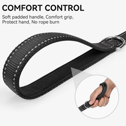 Joytale Reflective Dog Leash for Medium & Large Dogs, 6 FT X 1", Black | Heavy Duty Nylon Webbing, Padded Handle for Comfort, Visible at Night, for Walking & Training3