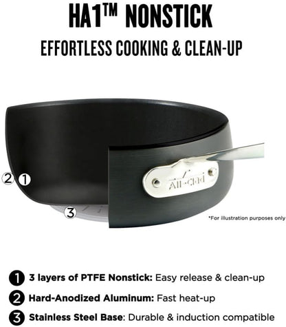 All-Clad HA1 Hard Anodized Nonstick (8-Piece) Pots and Pans Set Non Stick Cookware Sets, Oven Broiler Safe 500F, Black2