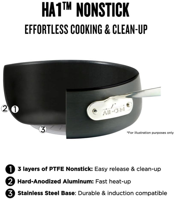 All-Clad HA1 Hard Anodized Nonstick (8-Piece) Pots and Pans Set Non Stick Cookware Sets, Oven Broiler Safe 500F, Black2