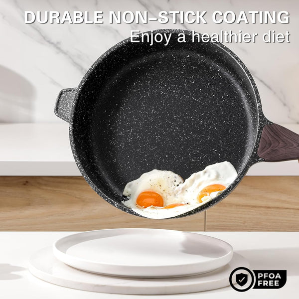 Nonstick Deep Frying Pan Skillet with Lid, 11 Inch | Saute Pan, Healthy, Induction Compatible, PFOA Free2