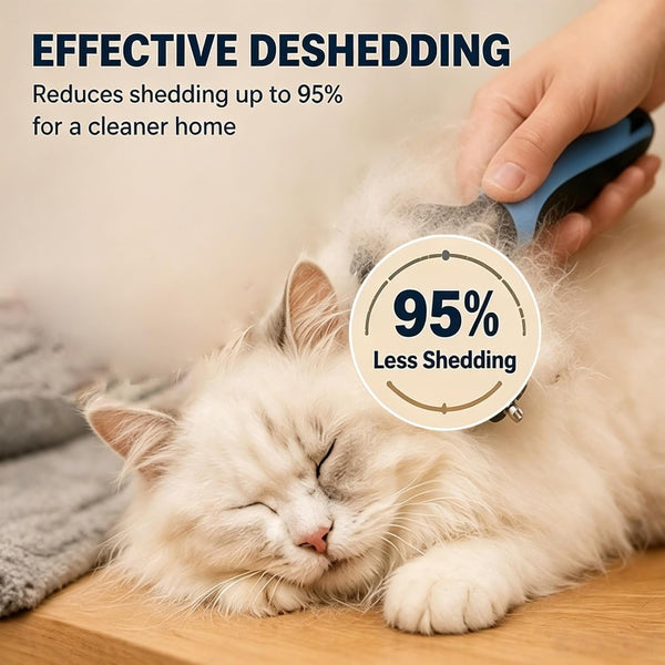 Dematting Comb for Dogs and Cats, Undercoat Pet Brush for Long Hair, Deshedding Brush for Dog Removes Tangles Knots and Loose Fur, 2-In-1 Double Tooth Comb Undercoat Rake Dog Brush4