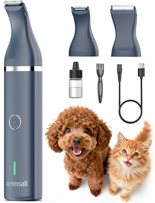 Oneisall Dog Paw Trimmer, Small Dog Clippers with Double Blades | Low Noise, Gentle Skin-Friendly Design, Cordless Precision Pet Hair Trimmer for Grooming, for Paws, Eyes, Ears, Face, Rump9