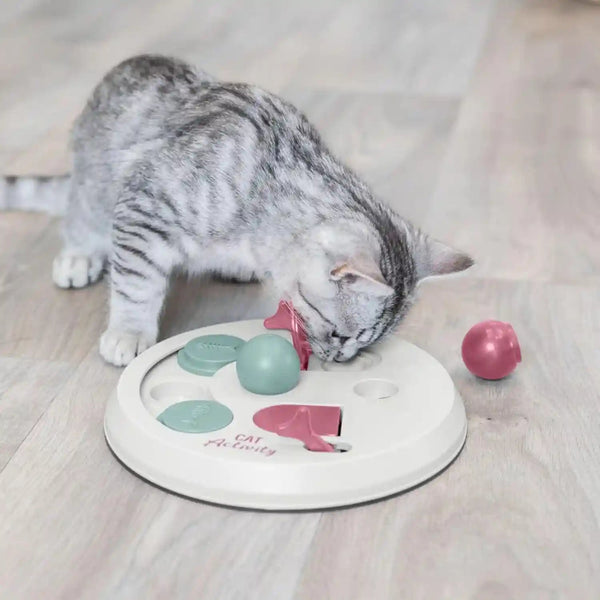 Trixie Cat Activity Flip Board – 4-Module Treat Puzzle Enrichment Toy for Mental Stimulation & Slow Feeding – Interactive Cat Toy for Indoor Cats – Berry/Gray, 9 X 9 X 2.5 In6
