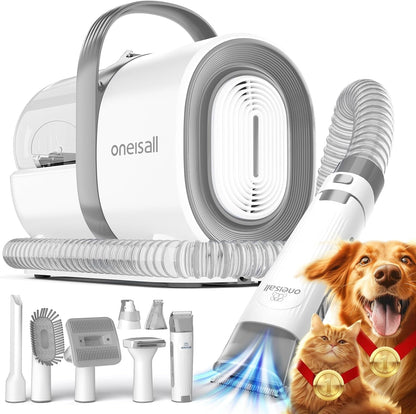 Oneisall Dog Grooming Vacuum, Pet Grooming Vacuum with Clipper Nail Grinder, 1.5L Dust Cup Dog Deshedding Brush with 7 Tools for Shedding Pet Hair, Home Cleaning(Blue)9