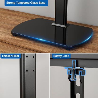 Universal TV Stand for 27-60 Inch Tvs with Swivel Mount, Height Adjustable Table Top TV Stand Mount, Heavy Duty Tempered Glass Base, TV Pedestal Stand Holds up to 88 Lbs, VESA 400X400Mm5