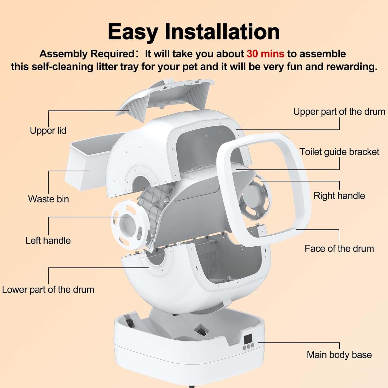 mintakawa-automatic-cat-litter-box-self-cleaning-app-control-and-weight-monitoring-ultra-quiet-suitable-for-medium-cats-and-kittens-safe-anti-pinch-litter-box-assembly-required-white