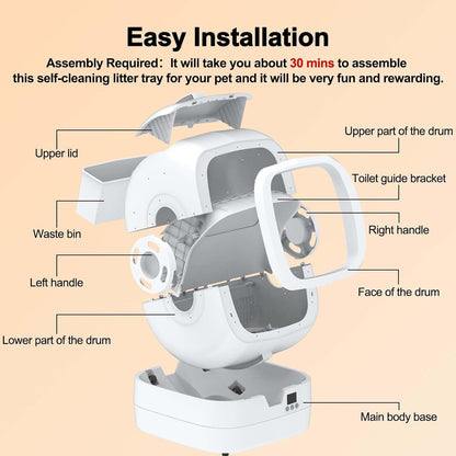 Mintakawa Automatic Cat Litter Box Self Cleaning - APP Control and Weight Monitoring - Ultra-Quiet, Suitable for Medium Cats and Kittens, Safe Anti-Pinch Litter Box (Assembly Required) - White7