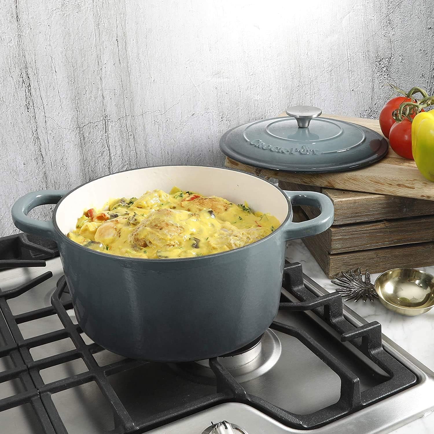 crock-pot-artisan-5-quart-round-enameled-cast-iron-dutch-oven-slate-gray-heavy-duty-cookware-for-slow-cooking-roasting-baking-with-lid