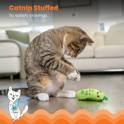 Catstages Crunchy Pickle Kicker Cat Toy – Plush Crinkle Toy with Catnip and Dental Mesh, 6.5"3