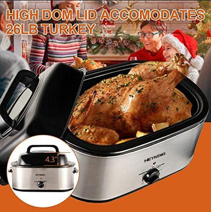 22 Quart Electric Roaster Oven, Roaster Oven, Turkey Roaster Electric, Electric Roaster, Selfbasting Lid, Removable Pan, Full-Range Temperature Control Cool-Touch Handles, Silver Body, Black Lid2