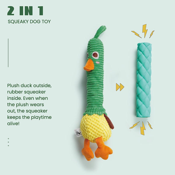 Nocciola 2 in 1 Easter Duck Dog Toy with a Large Rubber Squeaker - Tough Durable Stuffed Squeaky Crinkle Chew Toys for Aggressive Chewers, Medium and Large Breeds4