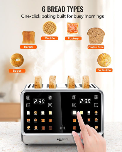 Toaster 4 Slice with Touchscreen, Memory Function & Single-Slot Focus,  1800W Smart Digital Toaster for Ultimate Control, Wide Slot to Reheat & Defrost Bagels, Bread, Waffles, Stainless Steel4