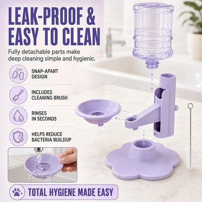 Gravity Cat Water Dispenser Stand - Spill-Proof, Gravity Self Refilling Cat & Dog Water Bowl, Anti-Tip Cat Water Bowl with Suction Base Keeps Water Clean and Fresh for Messy Pets，Blue5