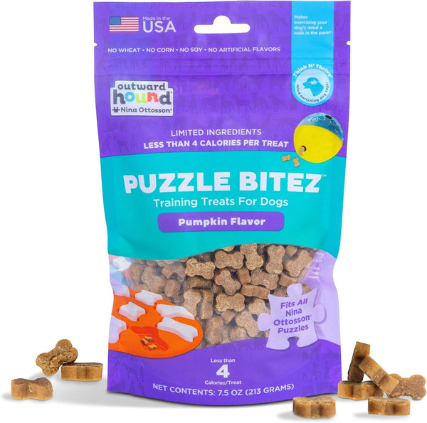 Outward Hound by Nina Ottosson Puzzle Bitez USA Made Dog Treats, Peanut Butter Flavor, Bite-Sized Training Reward and Interactive Puzzle Toy Treats, 7.5Oz11