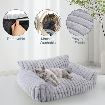 Cute Cat Couch Bed for Indoor Cats, Dog Beds for Small Dogs Couch, S, Grey | Dog Couch Bed with Removable Washable Cover,Cute Fluffy Pet Sofa Cat Couch Bed,Washable Dog Bed Medium Large Size Dog7
