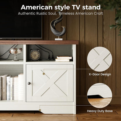 TV Stand for 65 Inch TV, Entertainment Center, White | Farmhouse Entertainment Center, Power Outlet & LED Light, Storage Cabinets, Media Furniture for Living Room, Bedroom5