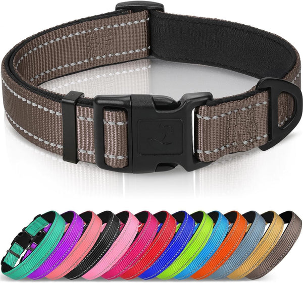 Joytale Reflective Dog Collar, Adjustable Neoprene Padded, Teal L | Breathable Nylon for Large Dogs, No Chafing on Walks and Outdoor Hikes, Tear-Resistant Webbing, Metal D-Ring, Night Safety13