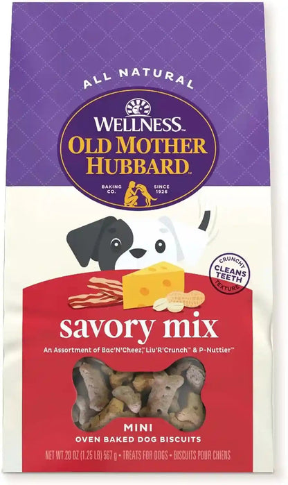 Wellness Old Mother Hubbard Classic Savory Mix Dog Biscuits, Natural Training Treats, 3 Flavors, Mini Size, 20 Oz Bag1
