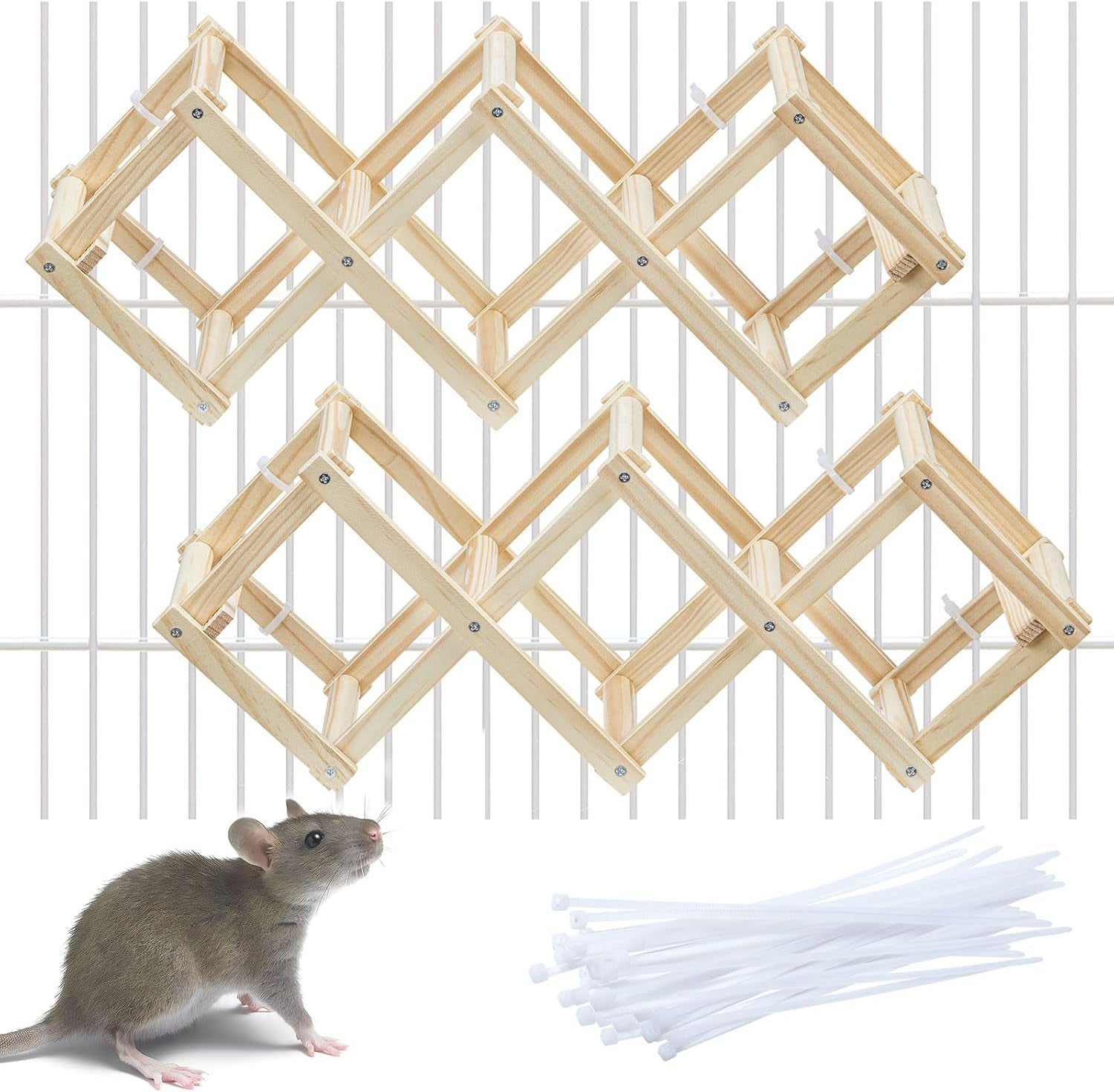 kiln-dried-wood-rat-climb-toy-hanging-cage-ladder-activity-m-1pc-natural-rat-cage-bridge-multiple-openings-directional-ramps-offer-challenges-to-satisfy-rats-instincts-for-explore-play