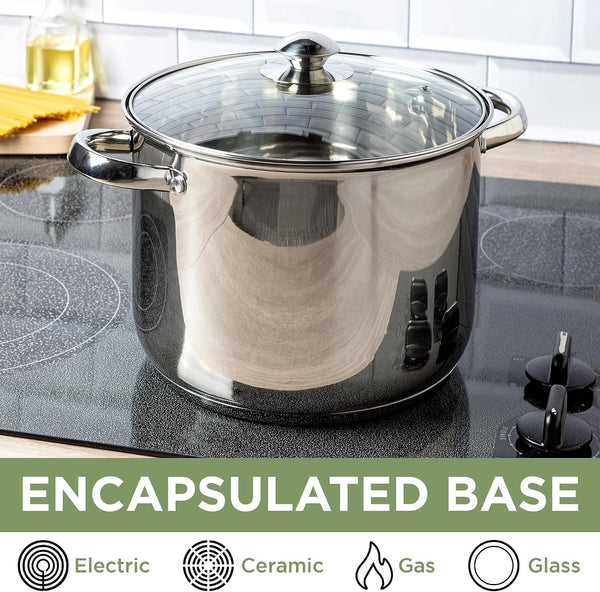 Stainless Steel Stock Pot, Encapsulated Induction Ready Cooking Pot with Glass Lid, Oven Safe, Dishwasher Safe Soup Pot, 8-Quart4