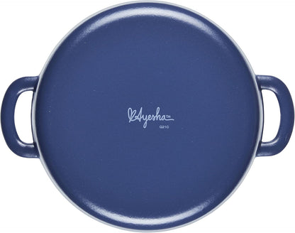Curry Enameled Cast Iron Dutch Oven/Casserole Pot with Lid, 6 Quart - Anchor Blue10