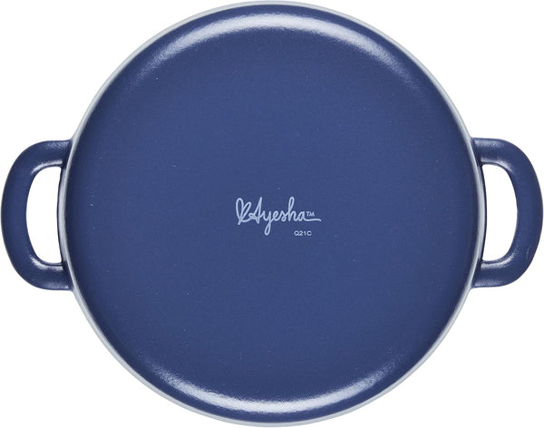 Curry Enameled Cast Iron Dutch Oven/Casserole Pot with Lid, 6 Quart - Anchor Blue10