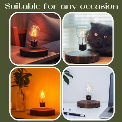 Levitating Bulb Lamp, Magnetic Floating Night Light for Desk Decor | Unique Valentine'S Day Gift for Lovers, Cool Tech Gadget for Home Office, Christmas Birthday Present (Round Classic Bulb)7