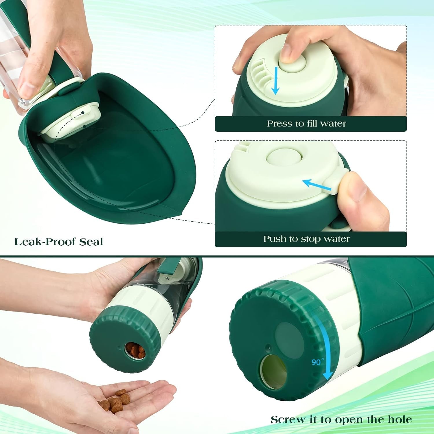 tiovery-upgraded-dog-water-bottle-portable-dog-cat-puppy-pet-water-dispenser-feeder-with-drinking-cup-and-food-container-leak-proof-for-outdoor-walking-travel-hiking-12oz