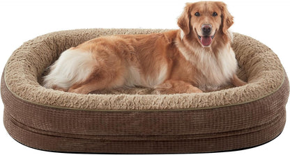 JOEJOY Orthopedic Dog Beds Large Sized Dog, XL Egg-Crate Memory Foam Pet Couch Bed with Bolster Sides, Waterproof Lining, Removable Washable Cover & Non-Slip Bottom, Grey12