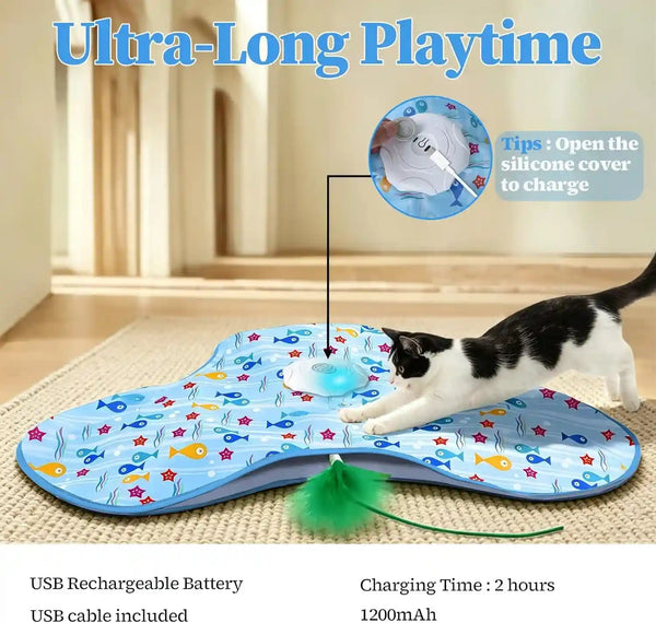 Interactive Cat Toys for Indoor Cats, Automatic Hide and Seek Motion-Activated Cat Toy with Moving Feather & Animal Chirps, USB Rechargeable Electric Cat Enrichment Toy for Bored Adult Cats & Kittens6