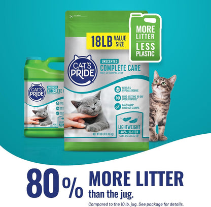 Cat'S Pride Premium Lightweight Clumping Litter: Complete Care - up to 10 Days of Powerful Odor Control - Hypoallergenic - Multi-Cat, Unscented, 18 Pounds8